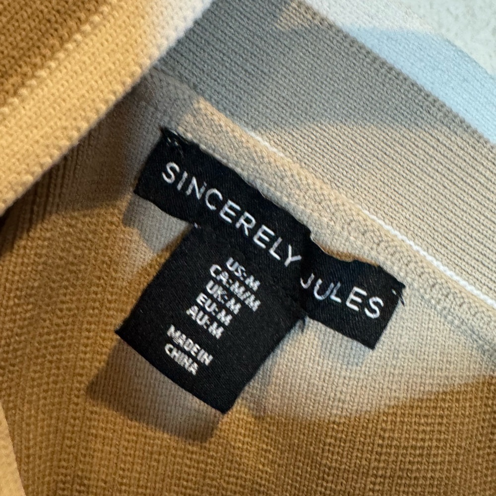 Sincerely Jules Tan and white Ribbed Cross neck Crop top Size M - Picture 4 of 6